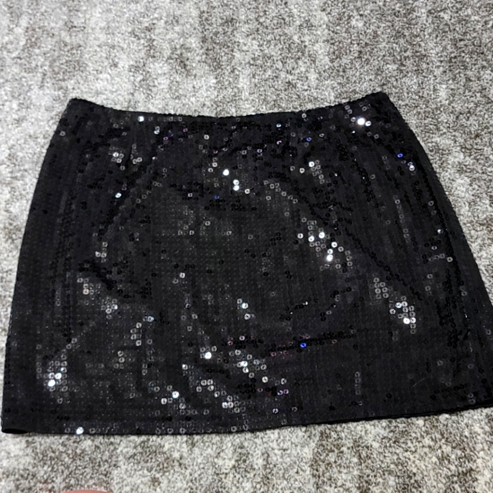 Black sequin mini skirt